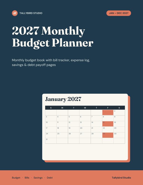 2027 Monthly Budget Planner cover